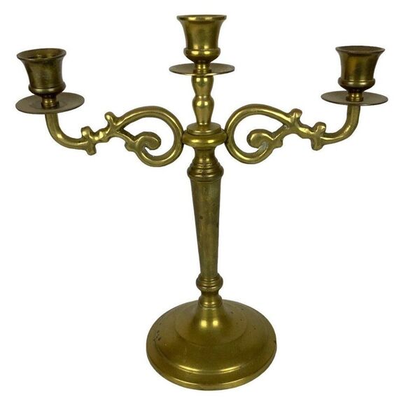 Vintage Gatco Solid Brass Candelabra Pair 3 Arm Candlestick Holders 1980s - Picture 4 of 11